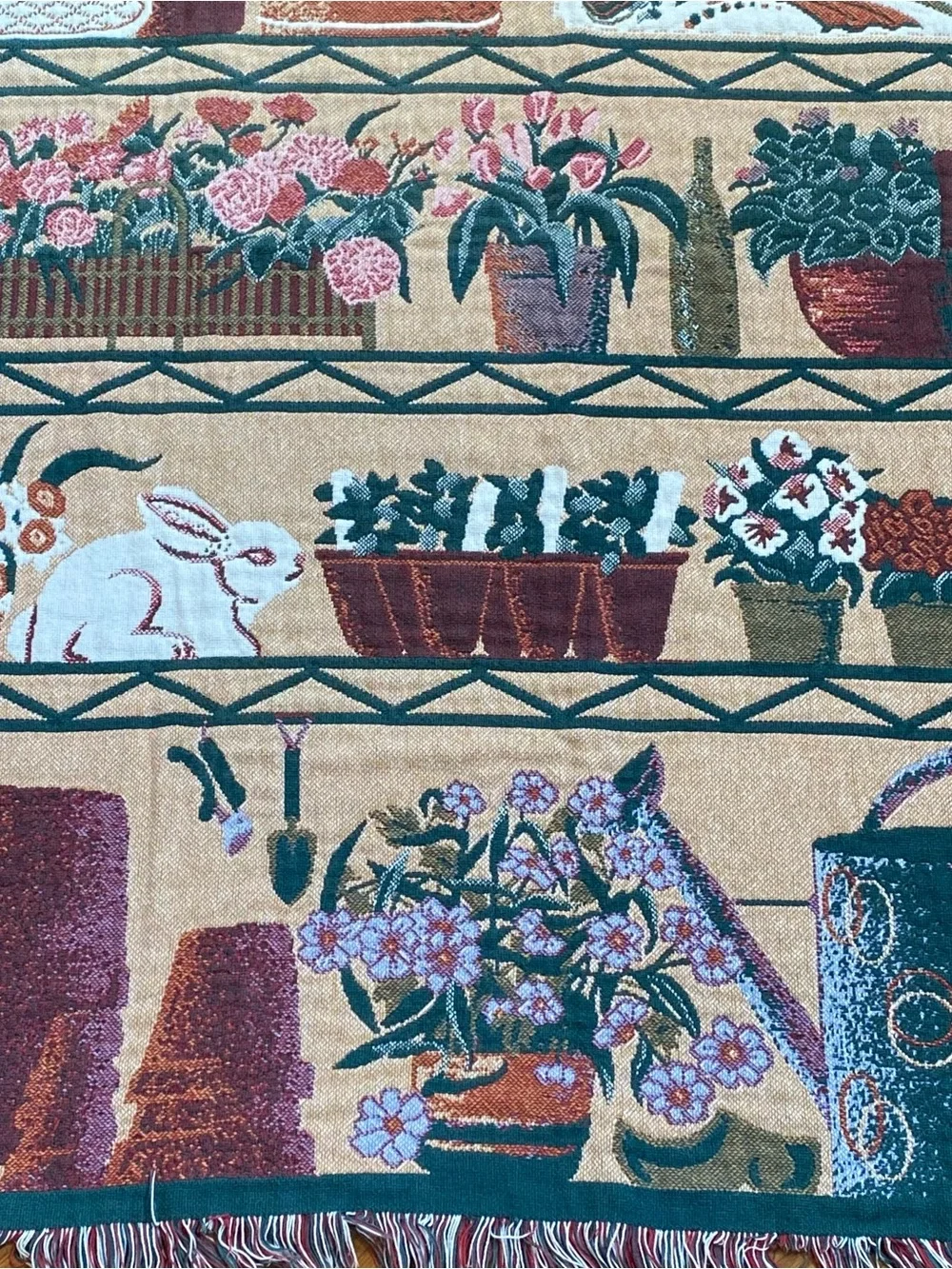 Vintage Goodwin Weavers Garden Seeds Tapestry Throw